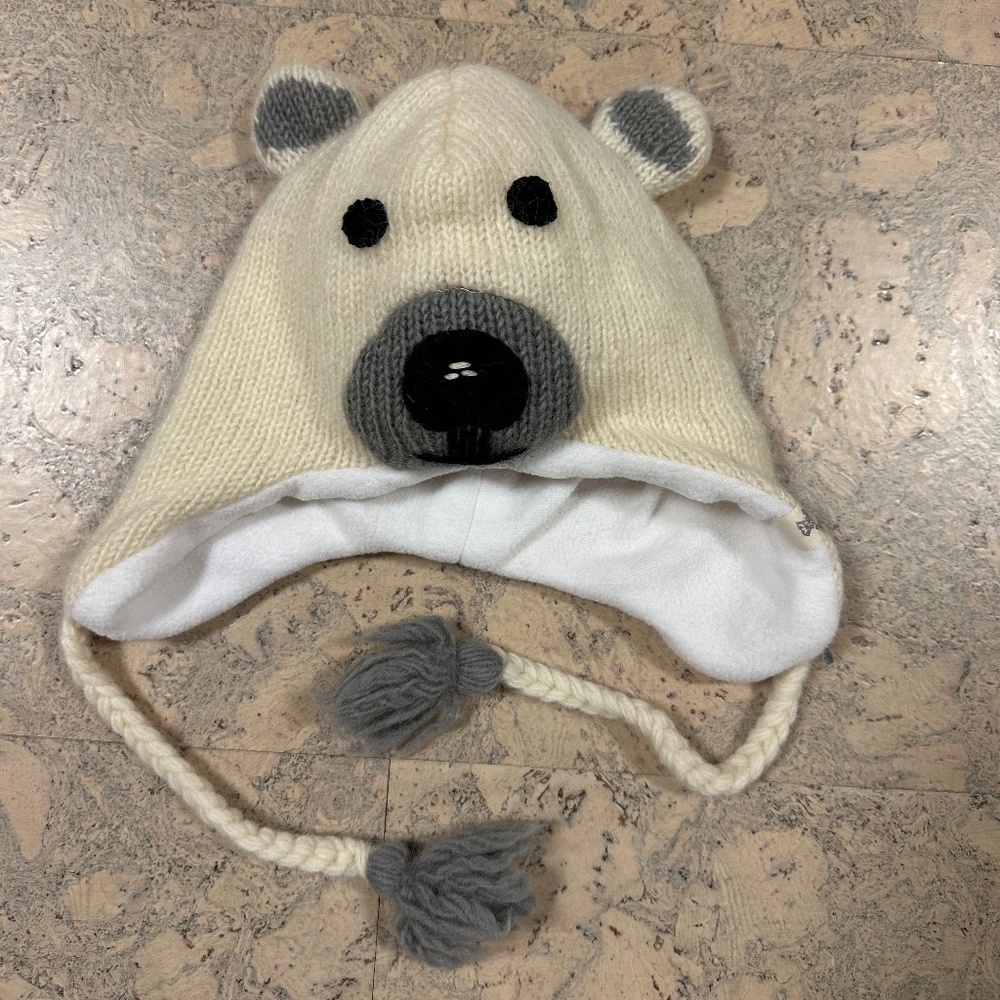 Nirvana Designs Kids Polar Bear Hat Hand Knit in Nepal